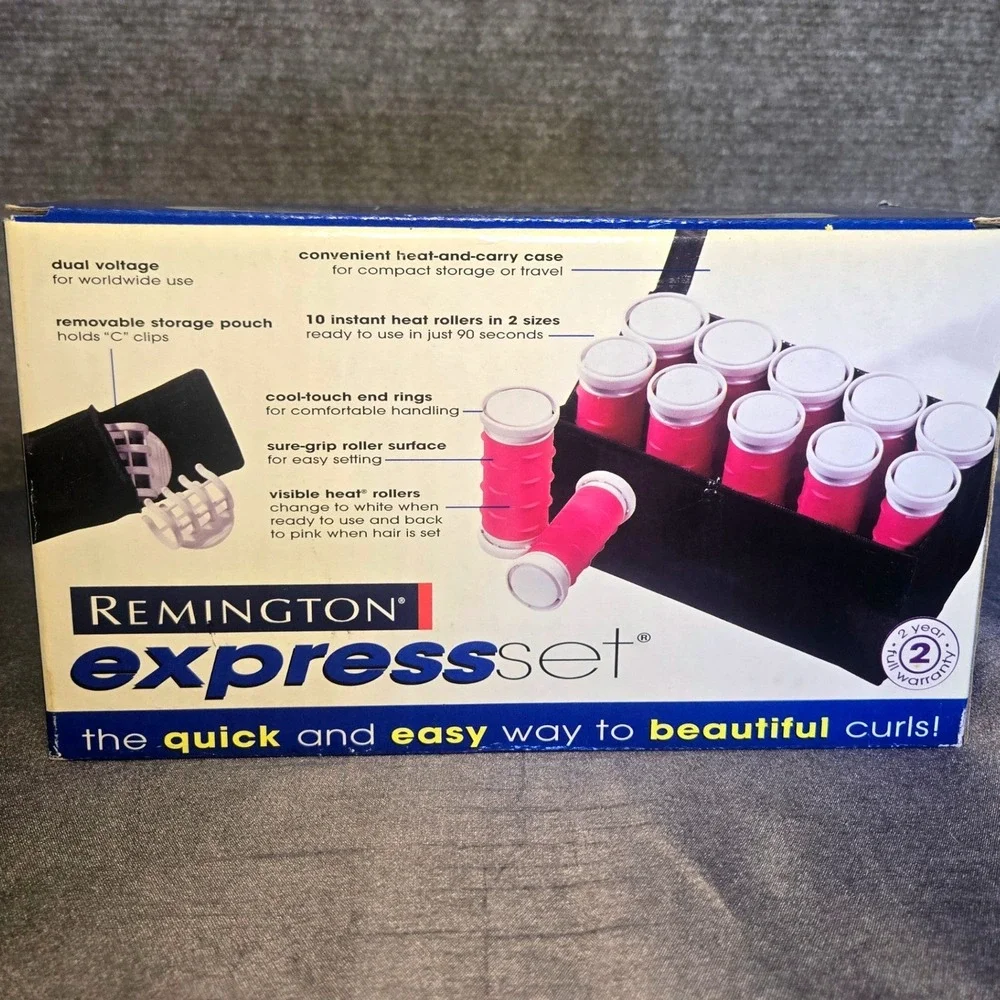 Remington Express Set Instant Heat Hot Rollers‎ 10 Pc Travel Set Pink